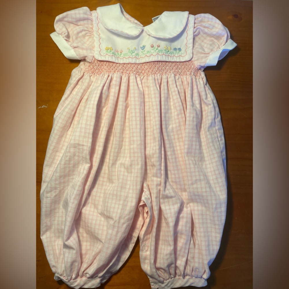 Pink Gingham Vintage Baby Romper